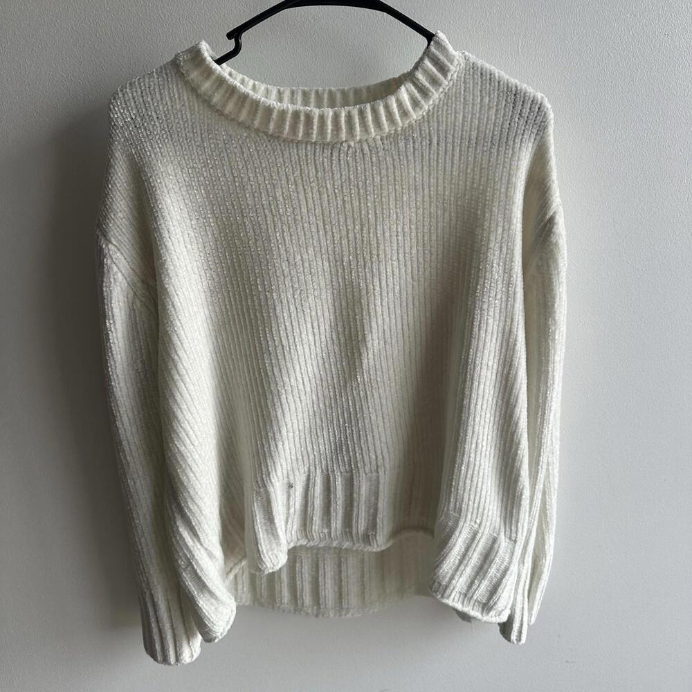 Christian Siriano New York Ivory Chenille Knit Hi-Lo Sweater Top Size Small